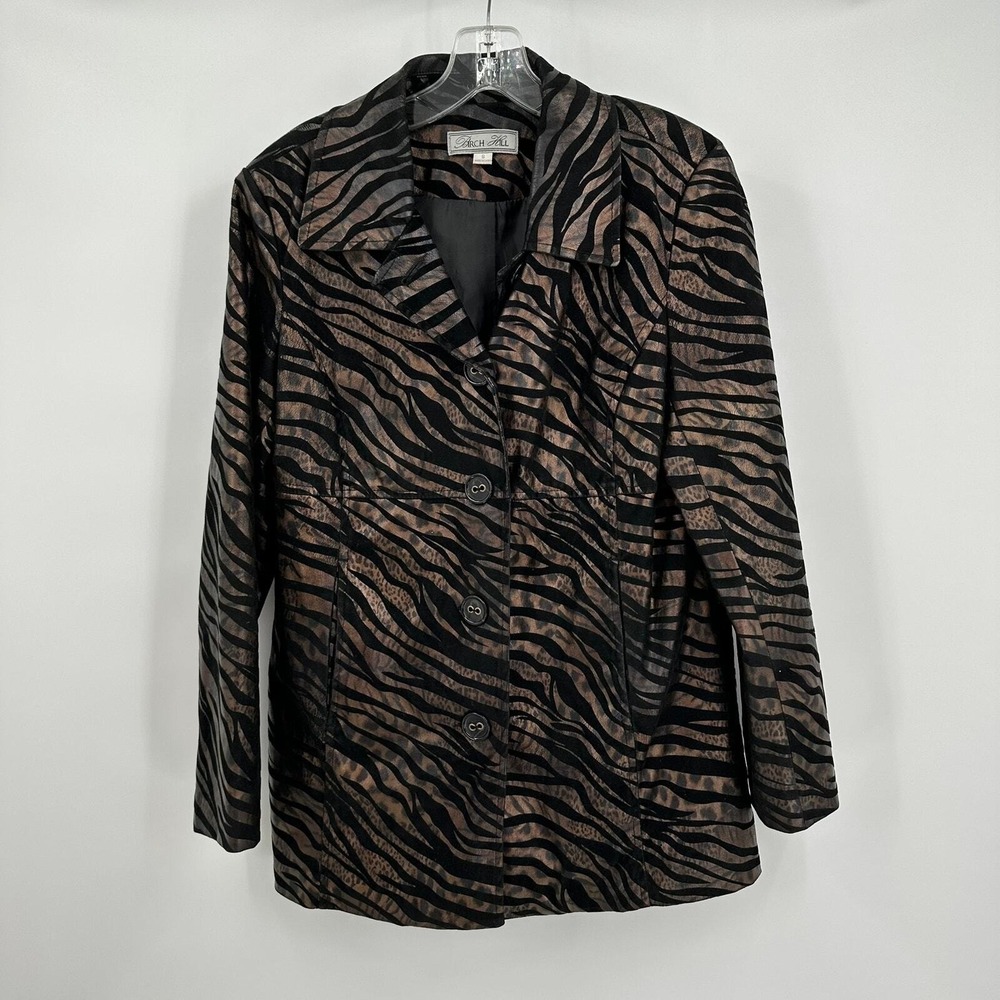 Womens Y2K Maximalist Animal Print Blazer Size S Jacket Metallic Edgy Statement